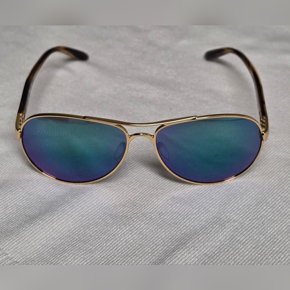 Oakley Tie Breaker Gold Frame Blue Mirrored Aviator Sunglasses Polarized